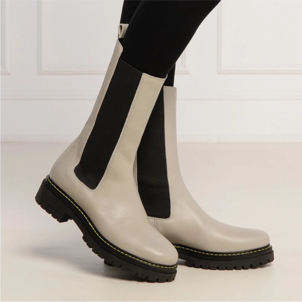 Pinko Gray Natalie Stivale Lug Boots Sz 36 or 6 - Picture 3 of 16